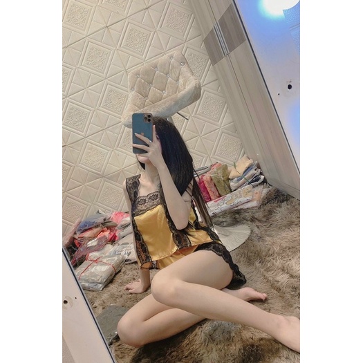 Set phi lụa ngủ đùi ren hình thật | BigBuy360 - bigbuy360.vn