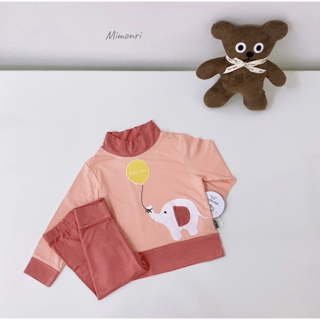[SALE] Bộ Thun Lạnh Dài Tay Bé Trai, Bé Gái KIMCHIBABY Cổ 3P 3D Vịt Vàng, Bộ Quần Áo Cho Bé Mặc Nhà KWTD2214