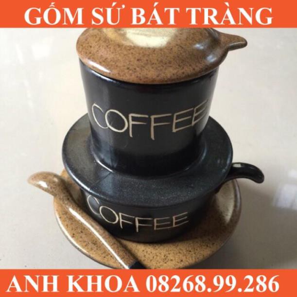 Combo pin cốc cà phê kèm thìa - Gốm sứ Bát Tràng Anh Khoa