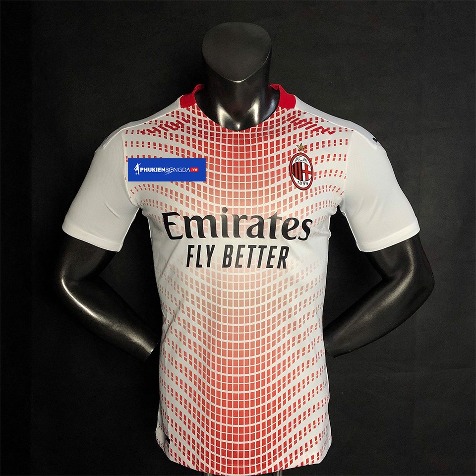 Áo đấu AC Milan sân khách 2020-2021 trắng, áo AC Milan trắng sân khách 2021 bản PLAYER Issue BODY fit cao cấp Thái Lan