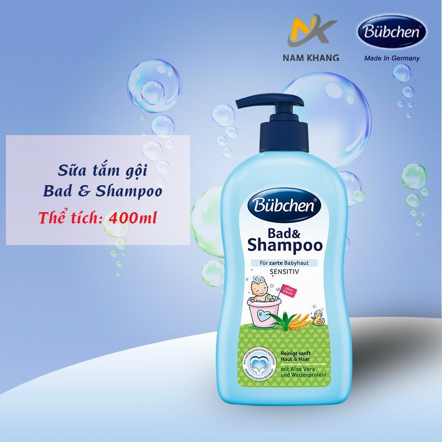 Sữa tắm gội cho bé Bubchen Bad and Shampoo | Chính hãng Bubchen, Đức | Dung tích 400ml