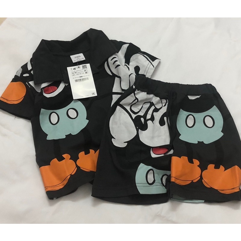 Bộ cộc tay có cổ in hoạ tiết Mic.key cho bé trai size từ 10-22 cân