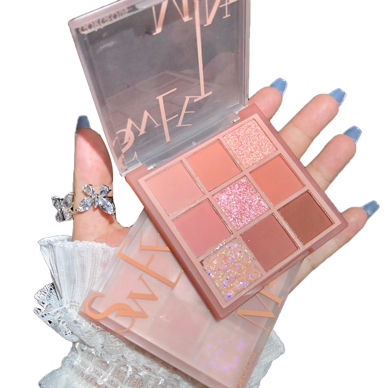 [Hàng mới về] Bảng phấn mắt 9 màu tông lì lấp lánh trang điểm đa công dụng | BigBuy360 - bigbuy360.vn
