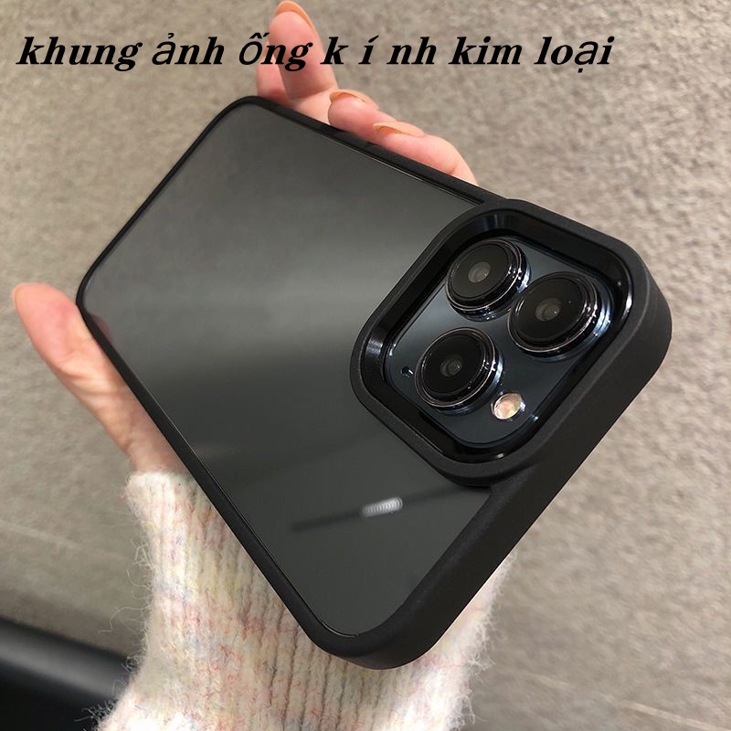Ốp Điện Thoại Silicon Trong Suốt Chống Sốc Với Miếng Kim Loại Bảo Vệ Ống Kính Máy Ảnh Cho iPhone 13 Pro MAX 11 12 Pro MAX