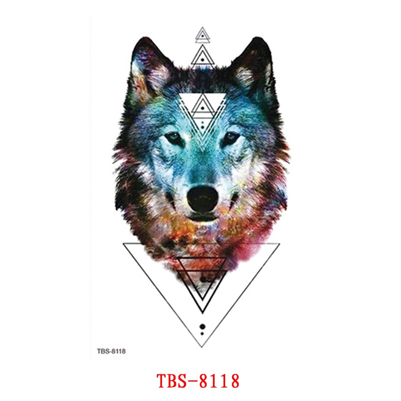 Miếng Dán Hình Xăm 3D Chống Thấm Nước Họa Tiết Chó Sói/Rồng Ấn Tượng