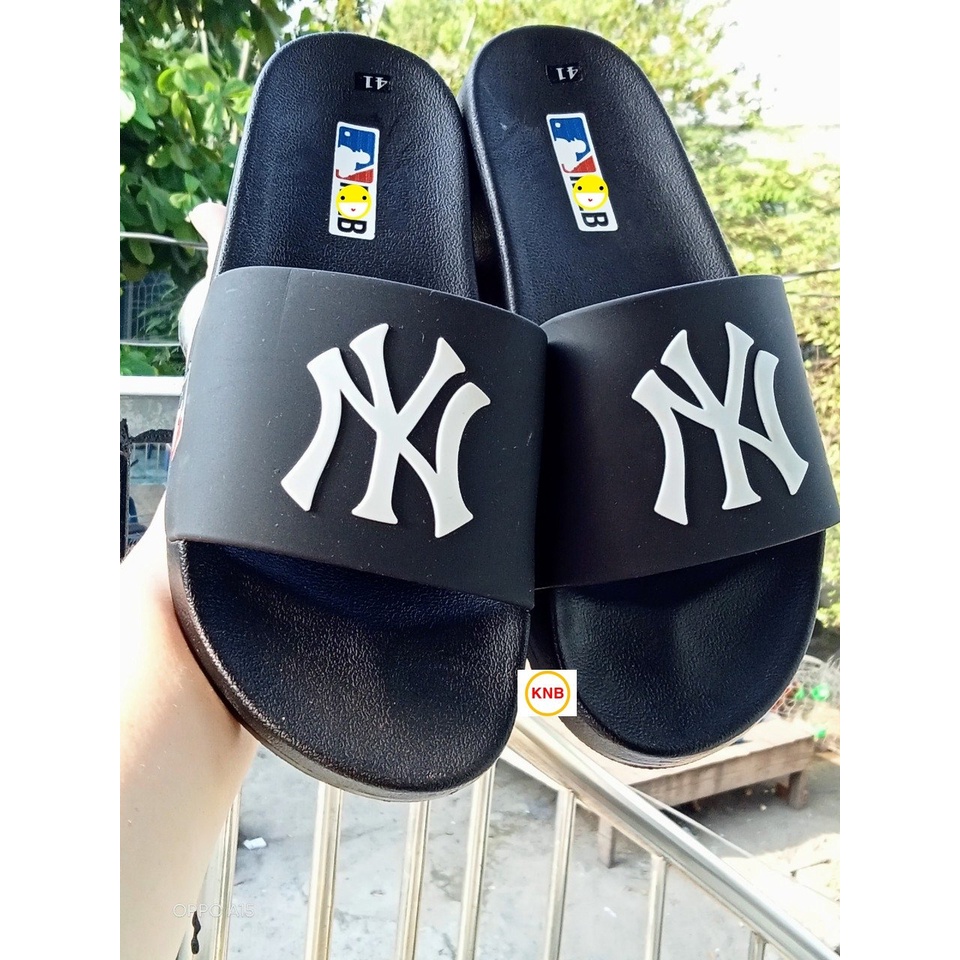 Dép unisex 𝐌𝐋𝐁 𝗡𝗬 ❤️FREESHIP + Hộp❤️ dép mlb bóng chày quai ngang thể thao nam nữ chữ nổi hottrent, chất xịn