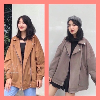 Áo da lộn nữ- áo khoác da dáng rộng chất da lộn không bong tróc ulzzang
