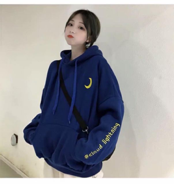 (KÈM HÌNH THẬT) Áo hoodie nỉ bông mịn mặt trăng form rộng 3 màu | BigBuy360 - bigbuy360.vn