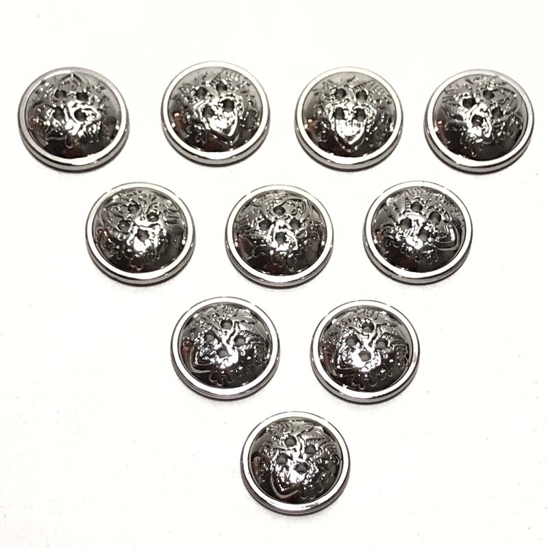 10 cái - Nút Áo size lớn 2cm nhựa giả kim loại họa tiết siêu đẹp, trắng sáng bóng