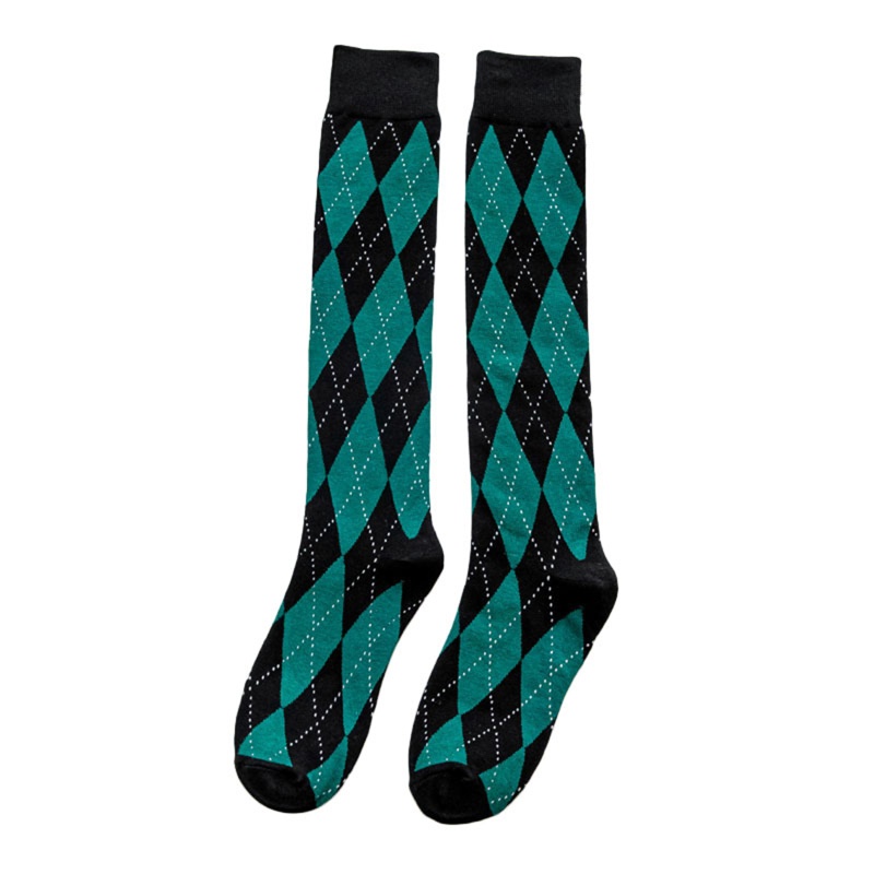 Vớ Cotton Cao Đến Đầu Gối In Họa Tiết Kim Cương Nhiều Màu Sắc Phong Cách Preppy Nhật Bản 10MK Mi