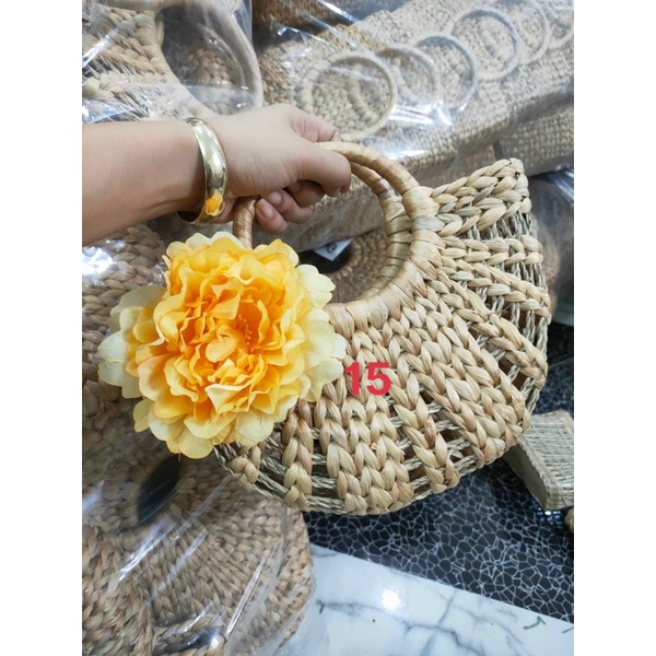 Túi Cói Cầm Tay Nữ Trang Trí Sang Chảnh