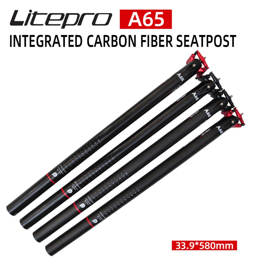 Trục gắn yên xe đạp LITEPRO bằng sợi carbon kích thước 33.9x580mm thích hợp cho xe đạp Litepro 412 BMX A65