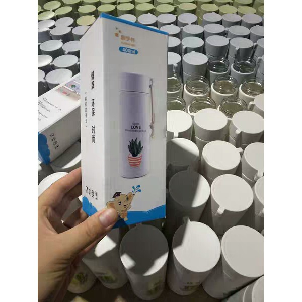 Bình đựng nước thủy tinh giữ nhiệt có vỏ bọc bên ngoài - thể tích 400ml