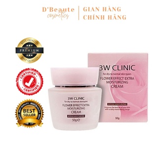 Kem dưỡng mờ thâm và chống lão hóa 3W Clinic Flower Effect Extra Moisturizing Cream 50g - Hàn Quốc Chính Hãng