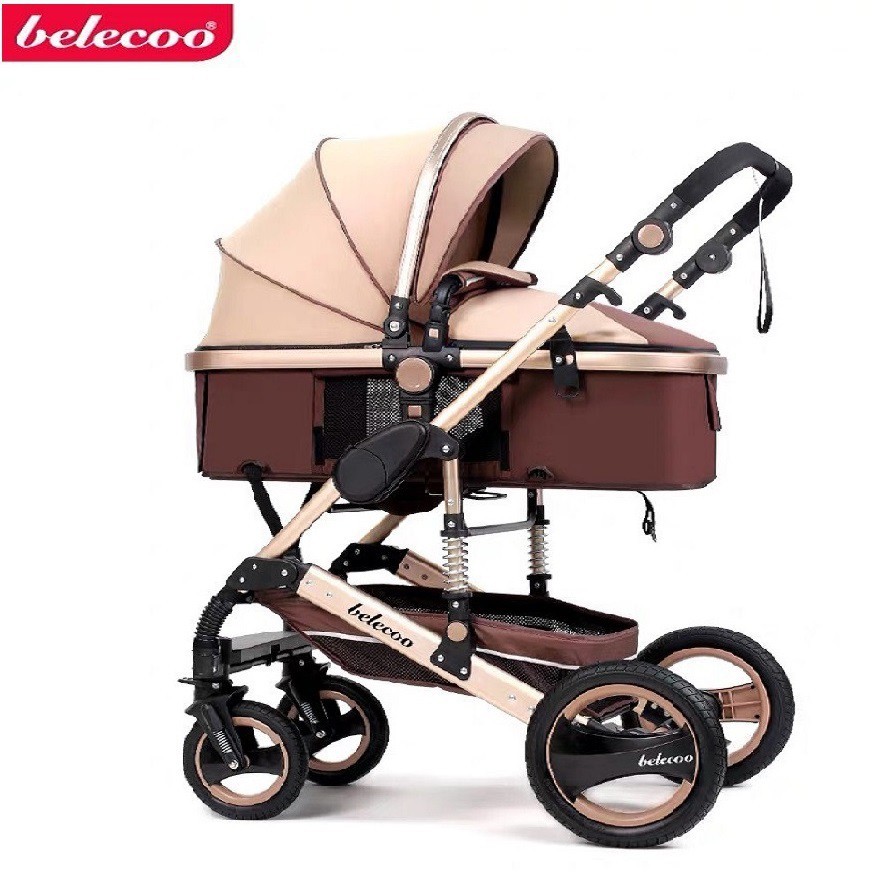 Xe đẩy đi bộ KIDVIET-PRO Belecoo 535Q3-449 cho bé 2 chiều 3 tư thế, nôi tháo rời có giảm sóc