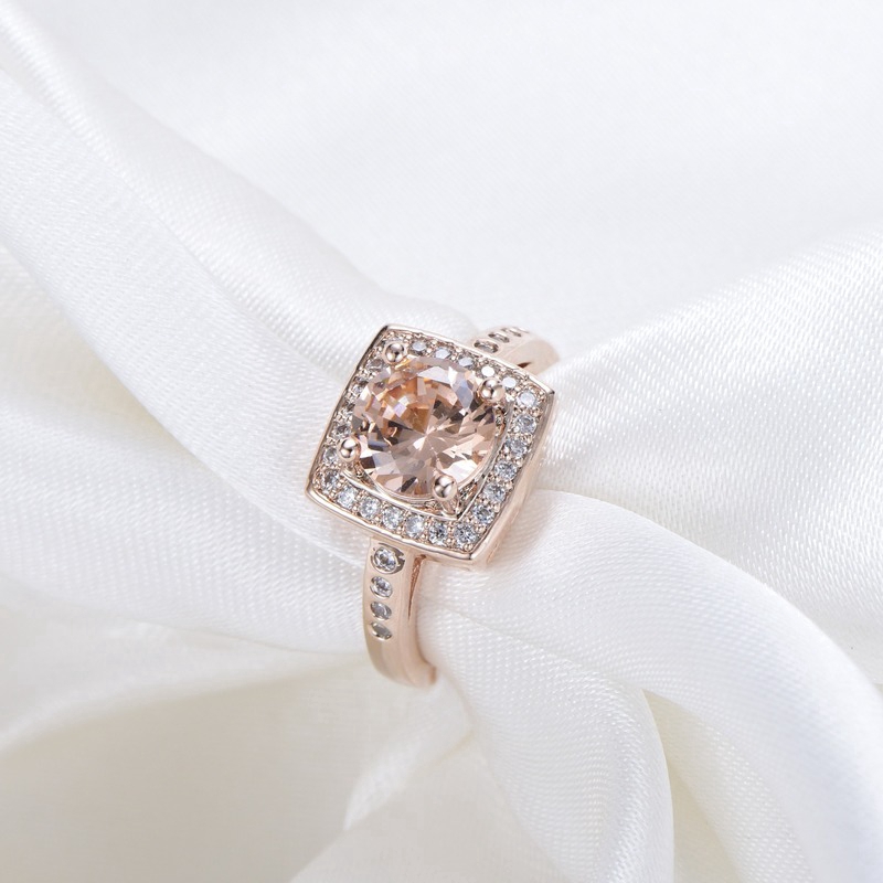 Thời Trang Cao Cấp Hoa Hồng Mạ Vàng Citrine Nhẫn Đính Đá Zircon