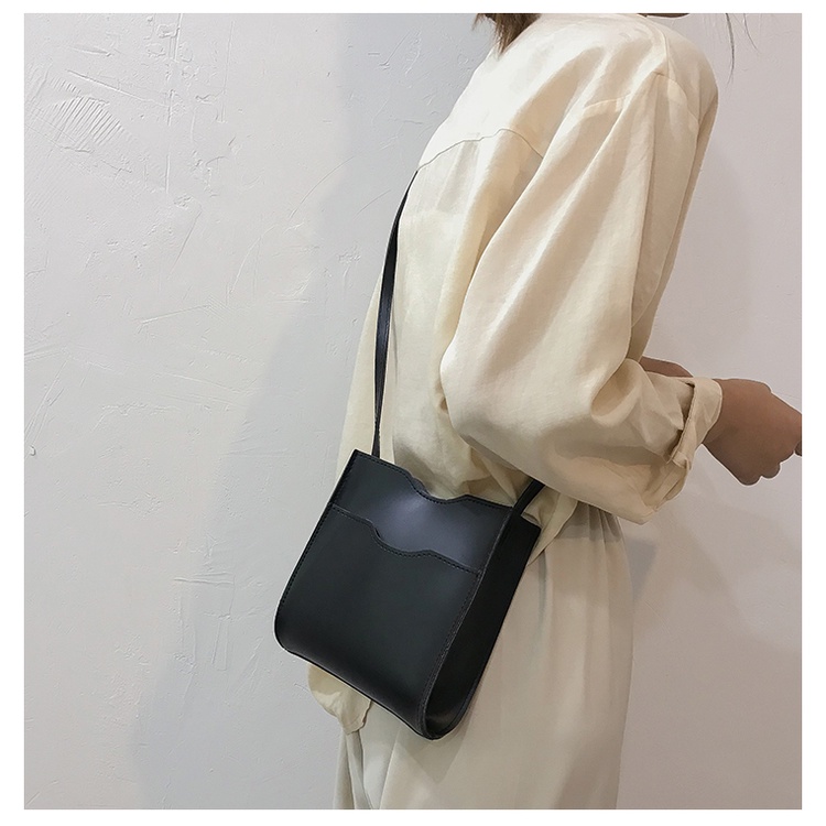 Túi Da Đeo Vai Màu Trơn Phong Cách Retro Thời Trang Cho Nữ