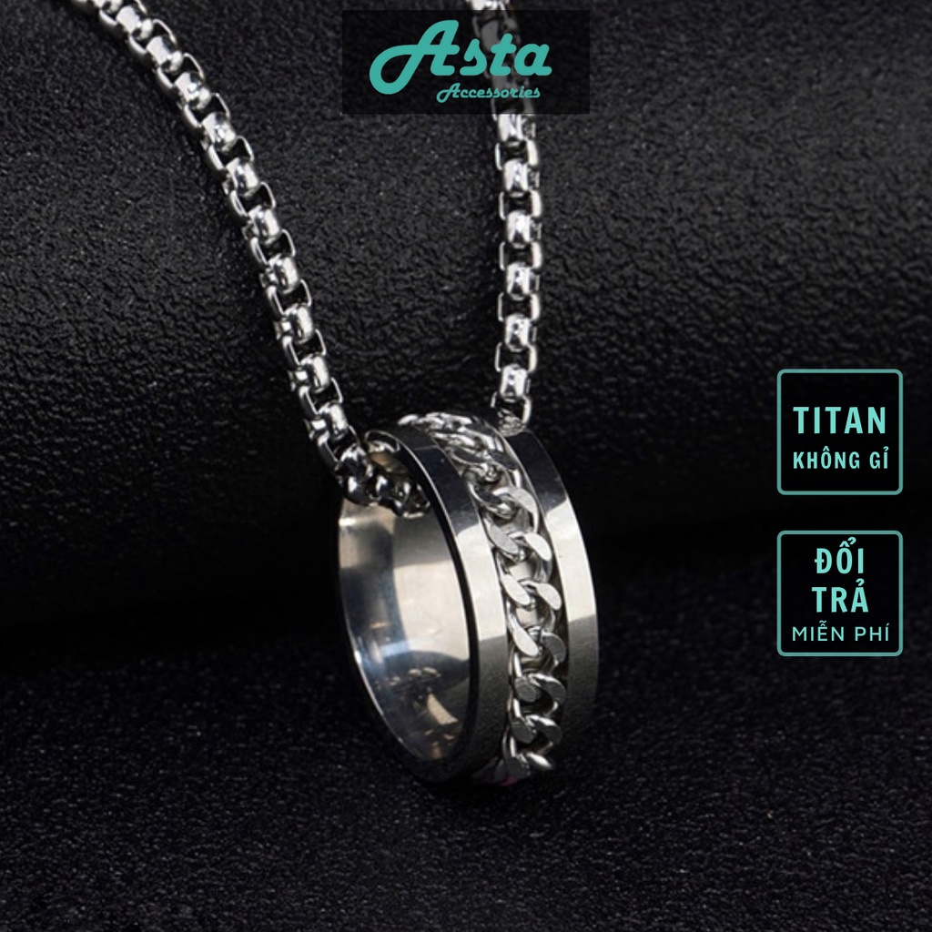 Vòng cổ nam nữ dây chuyền Titan Asta Accessories màu bạc unisex đẹp phụ kiện thời trang - Vòng cổ TIN