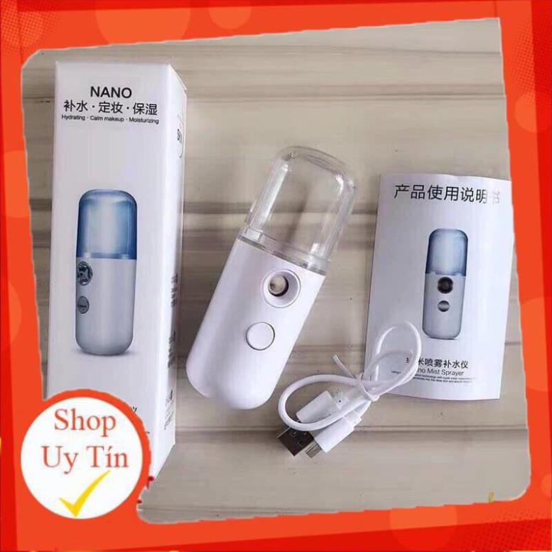 [Freeshipmax] Máy Phun Sương Cầm Tay Xịt Khoáng MINI NANO Chính Hãng - Bản Full Phụ Kiện Cáp Sạc