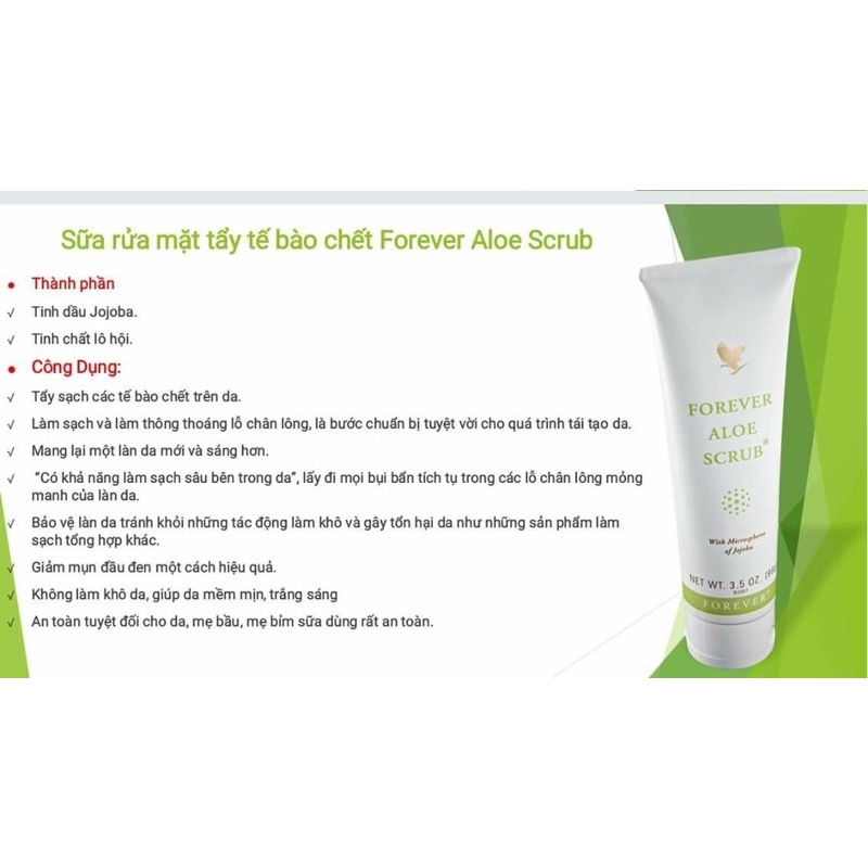 💥[ HÀNG CHÍNH HÃNG]💥 238 FLP - SỮA RỬA MẶT TẨY TẾ BÀO CHẾT LÔ HỘI- FOREVER ALOE SCRUB FLP, 061 flp, 062 flp, 063 flp