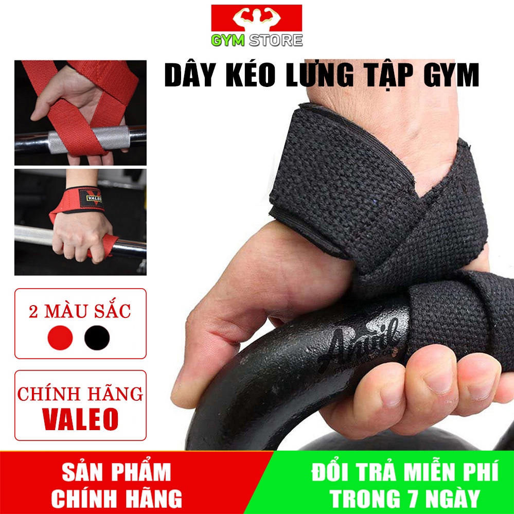 Dây kéo lưng tập GYM ⚡FREE SHIP⚡Dây kéo tập xô Valeo - Lifting Grips (Lót tay kéo lưng)