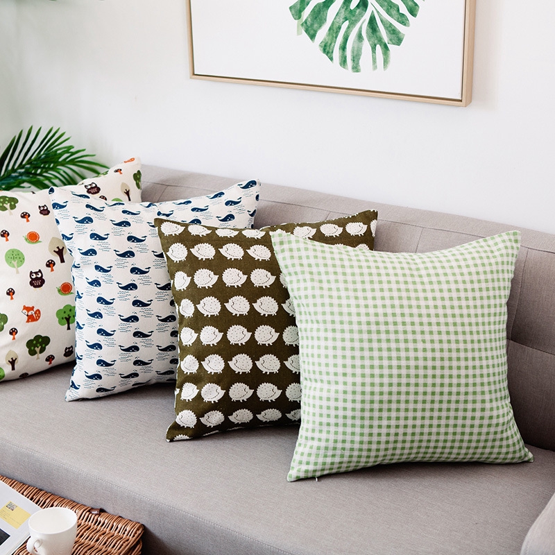 Nordic pastoral cotton pillow cover plaid bed sofa pillow cover woven.