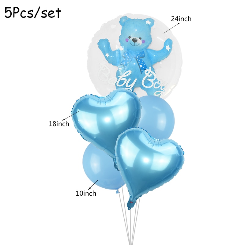 Set 5 bong bóng trong suốt hình gấu dễ thương trang trí tiệc sinh nhật cho bé