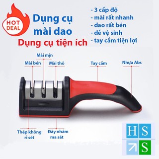 Dụng cụ mài dao kéo 3 cấp độ cầm tay, mài dao nhanh tiện lợi
