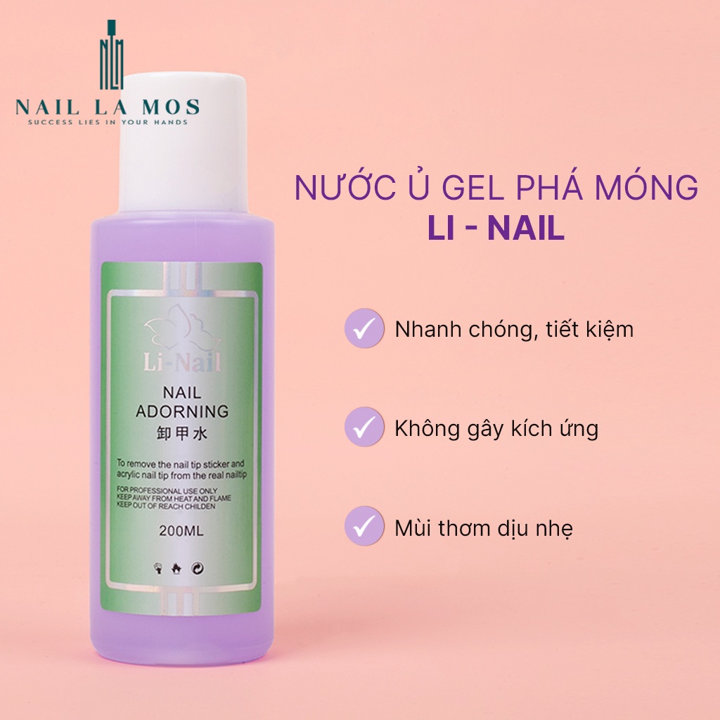 Nước ủ phá móng gel Li-nail chính hãng (200ml), phá móng rất nhanh và an toàn