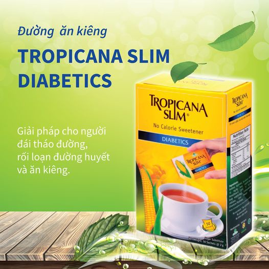 ĐƯỜNG BẮP ĂN KIÊNG/ ĐƯỜNG ĂN KIÊNG TROPICANA SLIM DIABETICS - hộp 100gr ( 50 gói x 2gr )