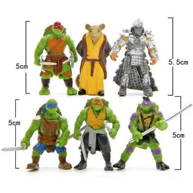 Set 6 Mô Hình Đồ Chơi Ninja Rùa Chất Liệu PVC Cho Bé