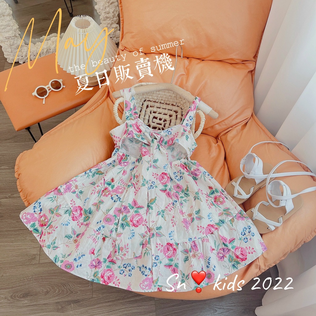 Váy hoa 2 dây tà lệch SN bé gái