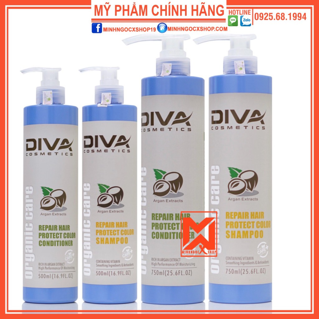 DIVA DẦU GỘI XẢ PHỤC HỒI GIỮ MÀU NHUỘM DIVA 500 - 750ML CHÍNH HÃNG