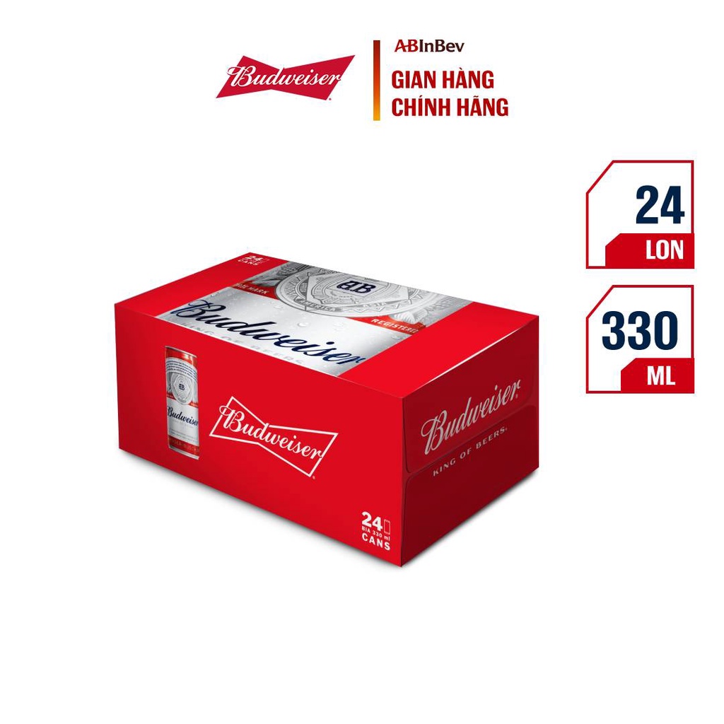 Thùng 24 Lon Bia Budweiser Chính Hãng (330ml/ lon) - Combo