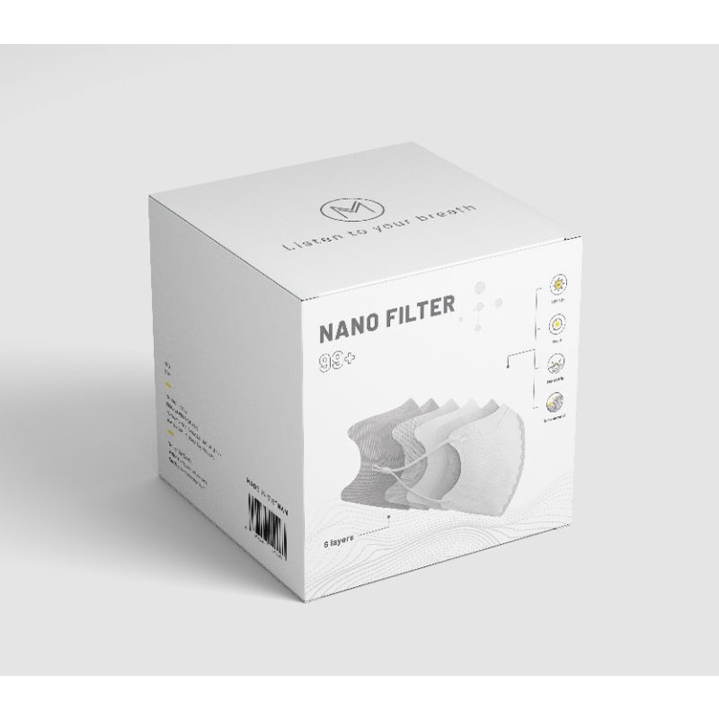 Hộp 30 chiếc Khẩu Trang MONA MASK 6 lớp lọc công nghệ nano tiêu chuẩn N99 ngăn đến 99% hạt bụi siêu mịn từ 0,3 Mircromet