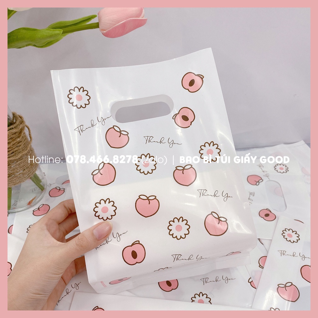 Bọc Túi Nilon Hình Trái Đào Cute Dẻo Dài Đựng Mỹ Phẩm, Phụ Kiện Nhỏ Xinh,… Dành Cho Shop