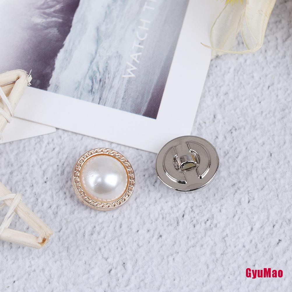 Set 10 Nút Ngọc Trai Kim Loại rx1GUMO Làm Đồ Thủ Công Trang Trí DIY