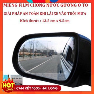 Cặp 2 miếng dán gương chống bám nước mưa trên kính hậu xe ô tô - hình bầu dục -Hàng chính hãng