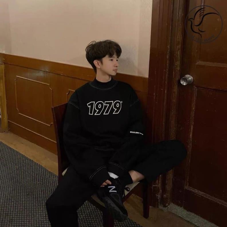 Áo nỉ sweater 1979 dáng rộng chỉ nổi cổ 3 phân chất nỉ dày ấm mềm mịn phong cách thời trang Hàn Quốc | BigBuy360 - bigbuy360.vn