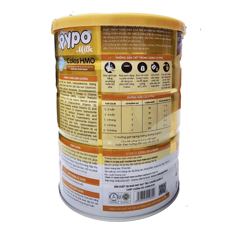 Sữa Bột Pypo Canxi Gold Dinh Dưỡng Bổ Sung Canxi Giúp Xương Chắc Khoẻ - Hộp 900g