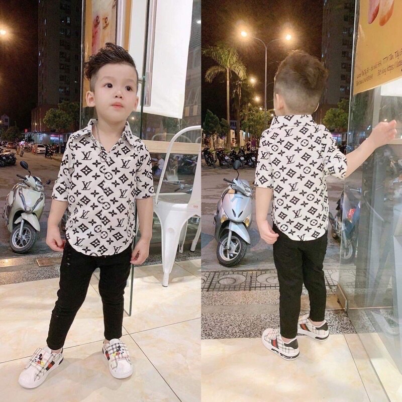 Quần dài kaki đen trắng rách cho bé trai 8-30kg