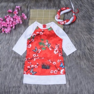 Áo dài kèm mấn xoắn bé gái