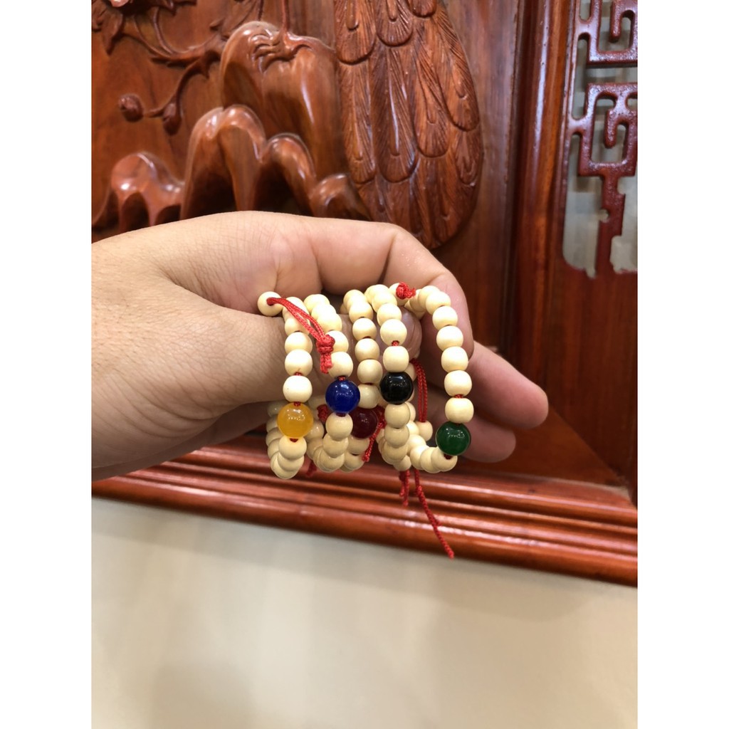 vòng dâu MIX ĐÁ phong thuỷ cho bé làm từ thân cây dâu tằm giúp bé ngủ ngon, chống giật mình, đổ mồ hôi trộm.