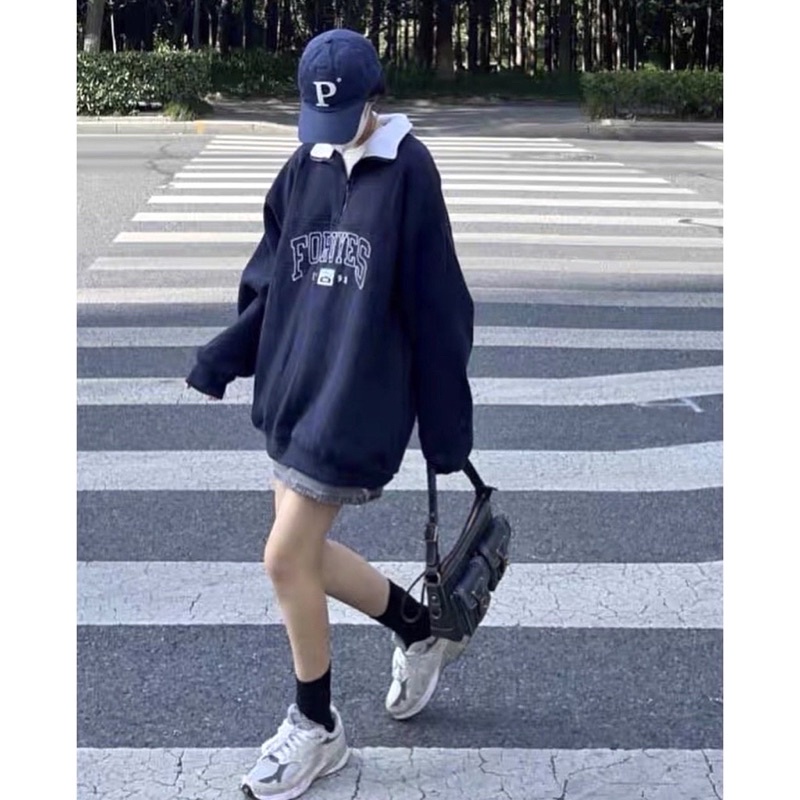 [ RẺ VÔ ĐỊCH]Áo Sweater cao cổ dài tay bồng, thun hoodie form rộng cá tính Ulzzang  Áo Nỉ Zip Foruyfs PEONYB Nữ