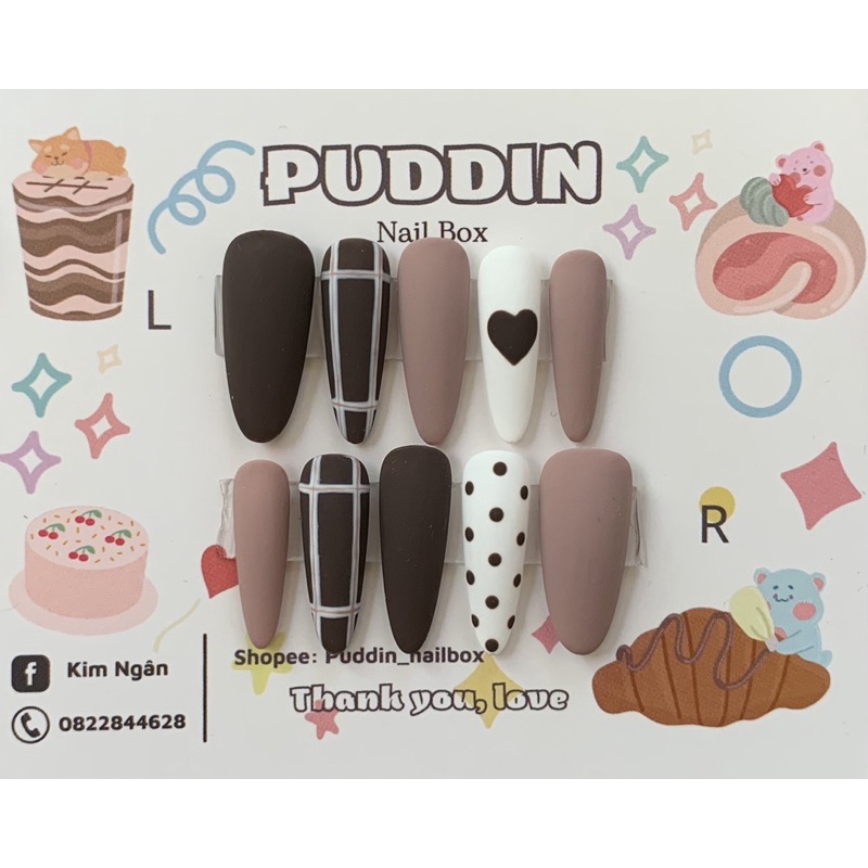 •Nailbox• Móng up thiết kế caro tim