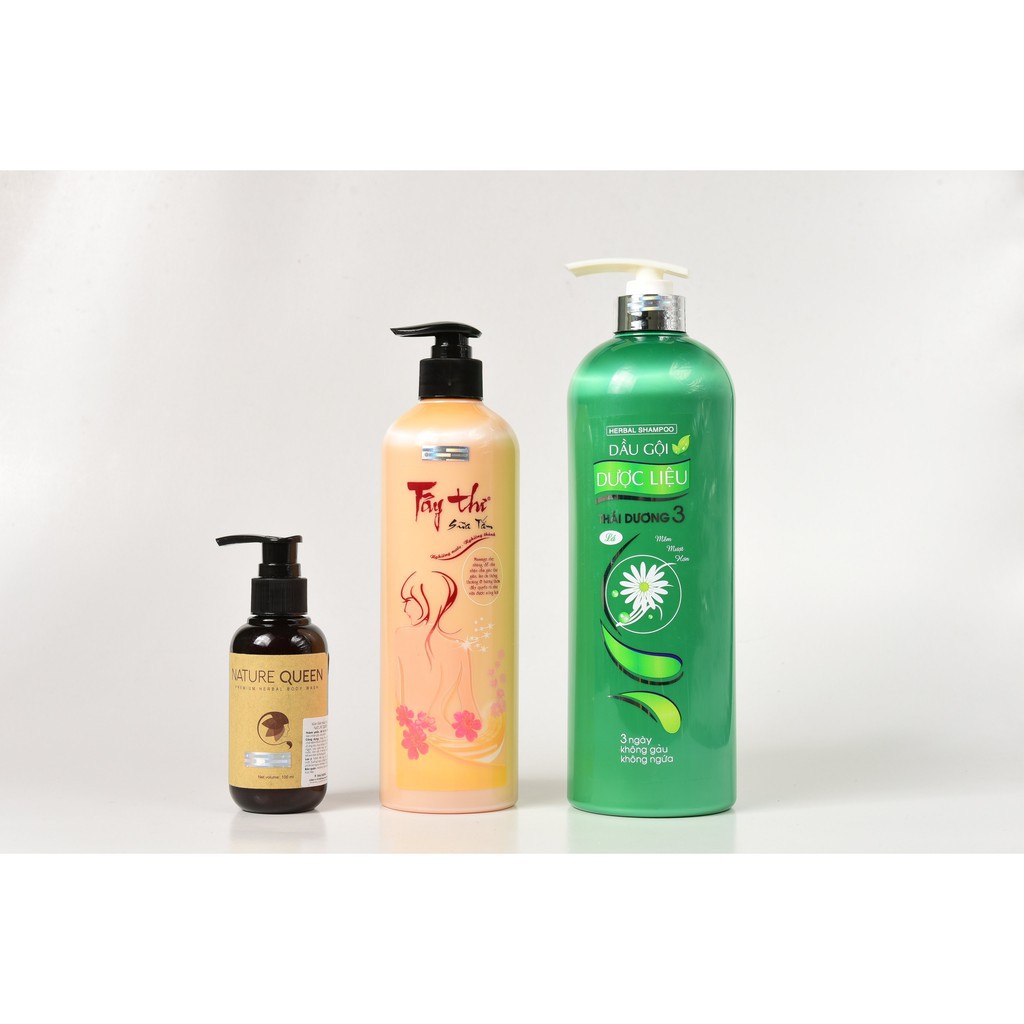 Combo Dầu gội Thái Dương 3 1100ml + sữa tắm Tây Thi 600ml + 1 sữa tắm Nature Queen 100ml