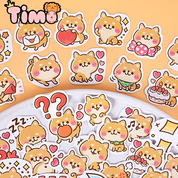 Set 45 hình dán họa tiết chó Shiba Nhật hoạt hình đáng yêu ST21 SHIBACUTE