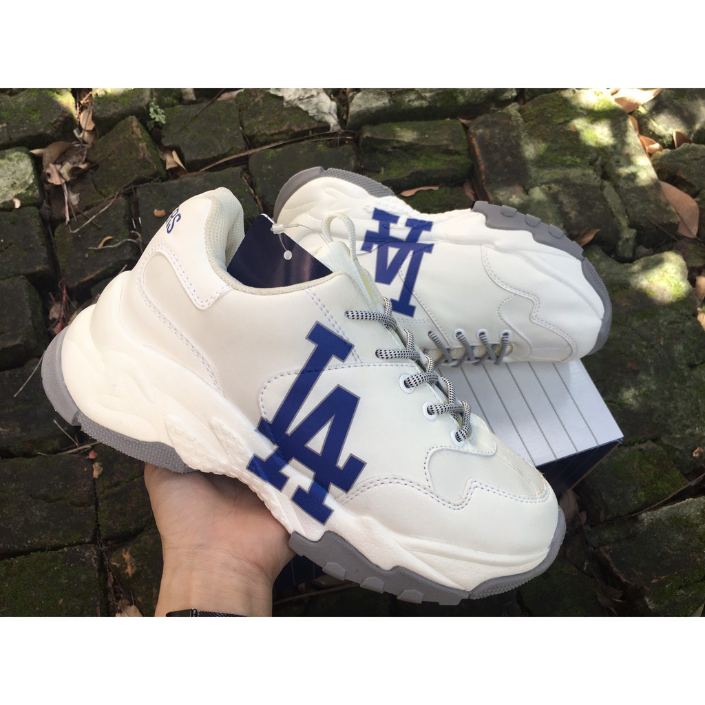 Giày thể thao sneaker LA nam/nữ da trắng đế xanh cao cấp