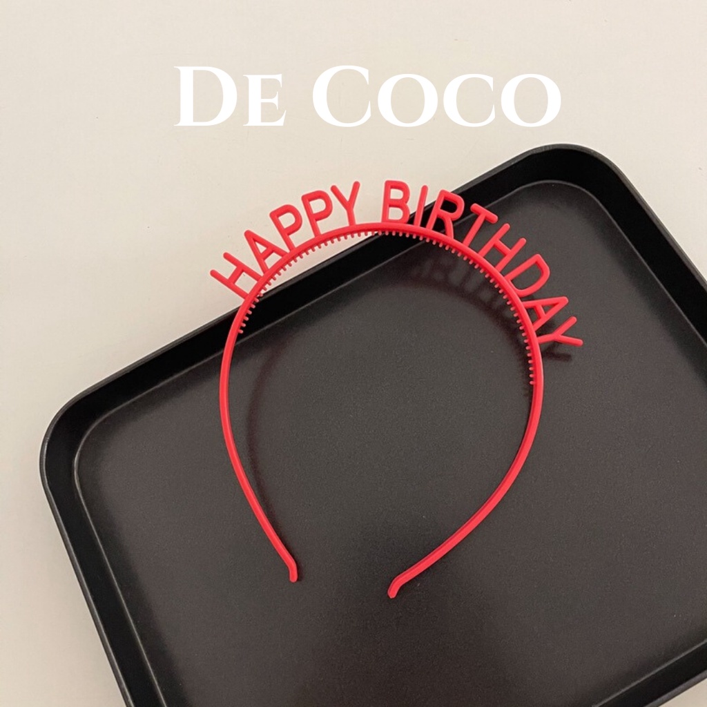 Bờm nhựa sinh nhật, cài tóc happy birthday De Coco