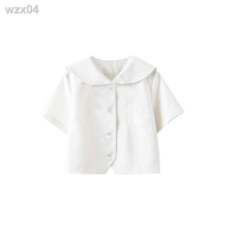 JK white no this top Kanto placket Sapporo shirt nữ basic thủy thủ áo khoác ngắn tay đa năng